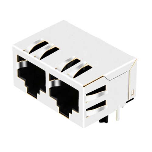 1x2 RJ45 jack connector No transformer tab down - No LEDs - Main View