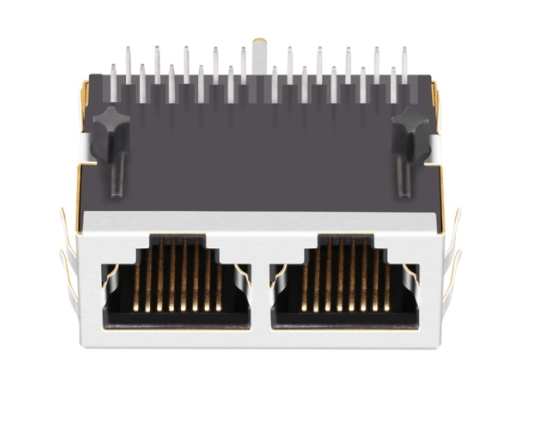 TW2J379299CNL, 1000 Base Gigabit 1x2 Port RJ45 Jack Tab Down without Led - front view