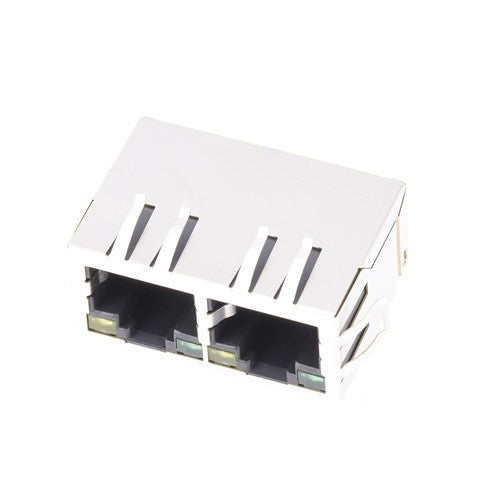 TW2J37512ADNL, 100 Base Modular Jack 1x2 Port RJ45 Tab Down with Yellow/ Green Led - side view
