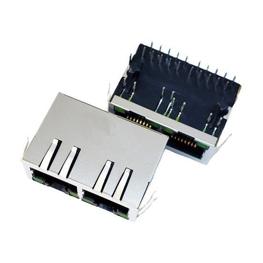 TW2J370549AFNL, 1000 Base Ethernet 1x2 Port RJ45 Tab Down with Green/ Green Led - TeleWire Technology