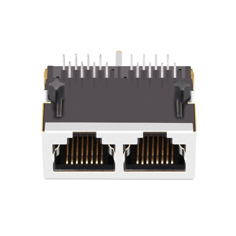 1x2 RJ45 Modular Jack Connector without Transformer Tab Down - TWE213DNL - Second View