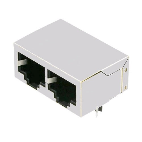 1x2 RJ45 Modular Jack Connector without Transformer Tab Down - TWE213DNL - Main View