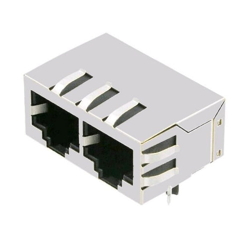 1x2 RJ45 Modular Jack Connector without Transformer Tab Down - TWE213CNL - side view