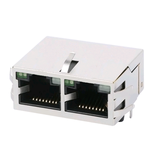 TW2J39929A41NL, 1000 Base MagJack 1x2 Port RJ45 Tab Up with Green/ Yellow&Green Led - TeleWire Technology