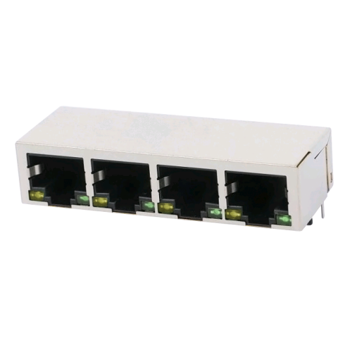 1x4 Port RJ45 Modular Jack without Transformer Tab Down - TWE215BDNL - Main view