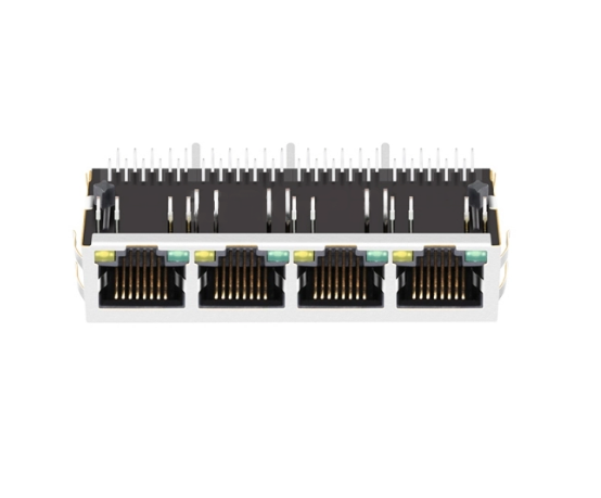 TW4J57967AENL, 1000 Base Gigabit Ethernet 1x4 Port RJ45 Tab Down with Green/ Yellow Led - TeleWire Technology