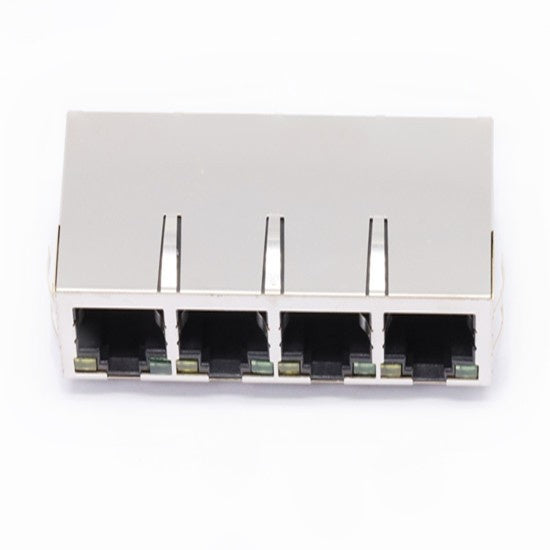 TW4J57312ADNL, 10/100 Base Modular Jack 1x4 Port RJ45 Tab Down with Yellow/ Green Led - side view