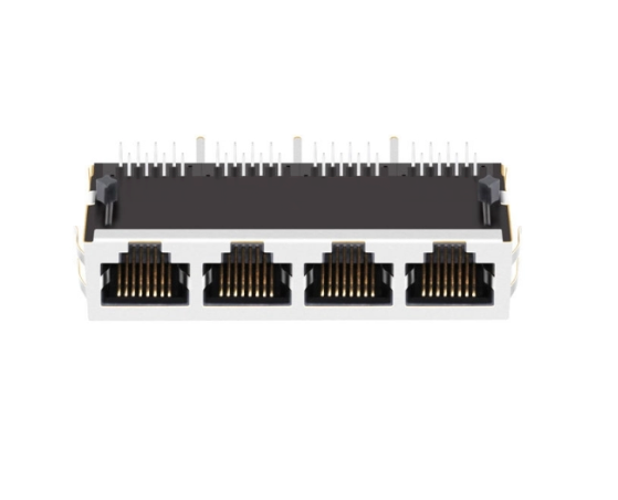 TW4JF57315CNL, 10/100 Base Modular Jack 1x4 Port RJ45 Tab Down without Led - front view