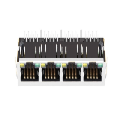 TW4J57515AENL, 100 Base Ethernet 1x4 Port RJ45 Tab Down with Green/ Yellow Led - TeleWire Technology