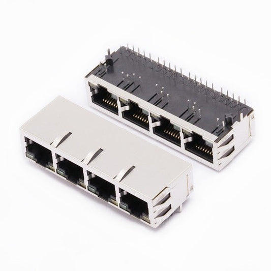 TW4J57912AENL, 1000 Base Ethernet 1x4 Port RJ45 Tab Down with Green/ Yellow Led - TeleWire Technology
