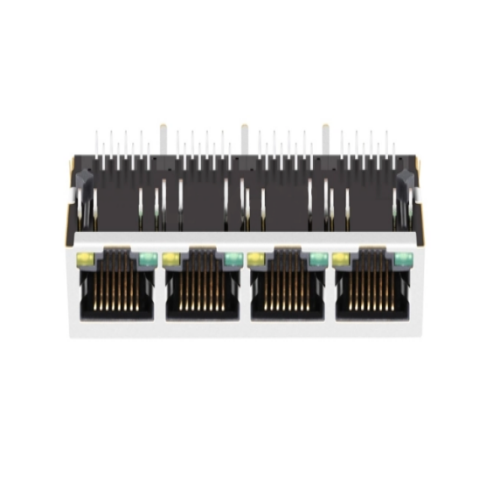 TW4J57314BHNL, 100 Base Ethernet 1x4 Port RJ45 Tab Down with Green/ Yellow Led - TeleWire Technology