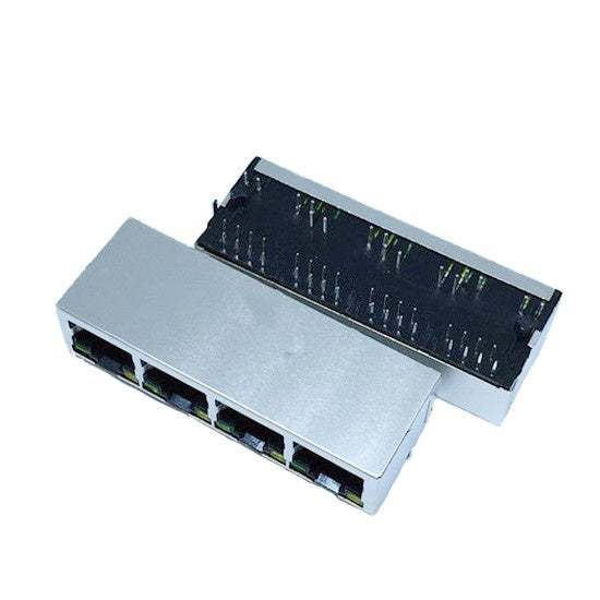 TW4J57314BHNL, 100 Base Ethernet 1x4 Port RJ45 Tab Down with Green/ Yellow Led - TeleWire Technology