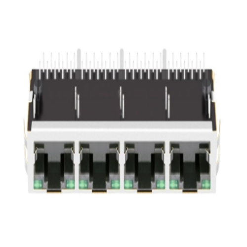 TW4J59964AWNL, 1000 Base Gigabit 1x4 Port RJ45 Modular Jack Tab Up with Green/ Green Led - side view