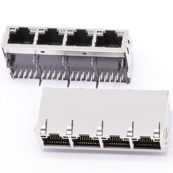 TW4J59942A5NL, 1000 Base Gigabit 1x4 Port RJ45 Modular Jack Tab Up with Green&Yellow/ Green&Yellow Led - side view