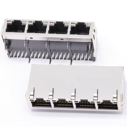 TW4J59942A5NL, 1000 Base Gigabit 1x4 Port RJ45 Tab Up with Green&Yellow/ Green&Yellow Led - TeleWire Technology