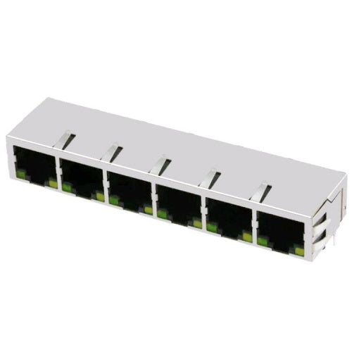 TW6J77515AENL, 100 Base Ethernet 1x6 Port RJ45 Tab Down with Green/ Yellow Led - TeleWire Technology