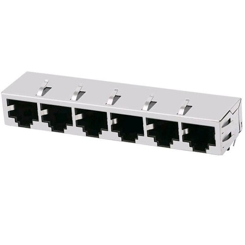 TW6J77315CNL, 100 Base 1x6 Port RJ45 Modular Jack Tab Down without Led - side view