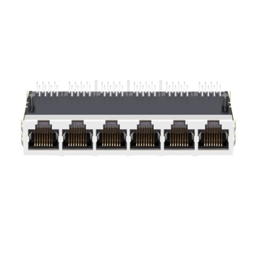 TW6J77315CNL, 100 Base Ethernet 1x6 Port RJ45 Modular Jack Tab Down without Led - front view