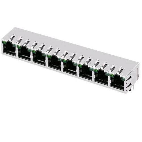 TW8J99962AWNL, 1000 Base Gigabit Magjack 1x8 Port RJ45 Tab Up with Green/ Green Led - side view