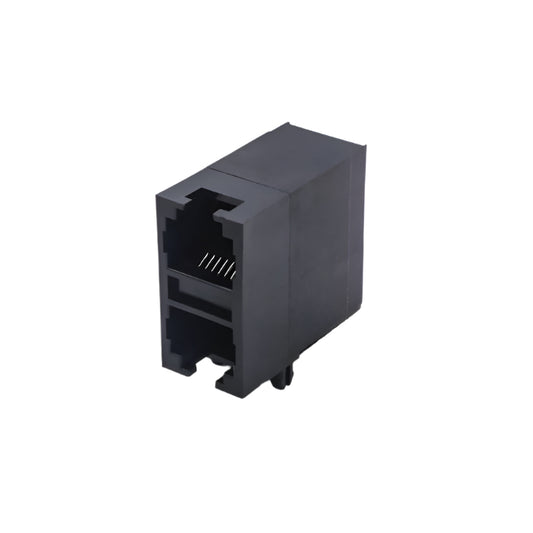 Dual-port RJ11 6P6C modular jack without LED, Model TWE084415 