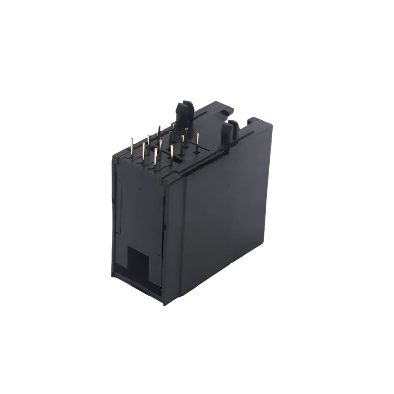 Dual-port RJ11 6P6C modular jack without LED, Model TWE084415, back view