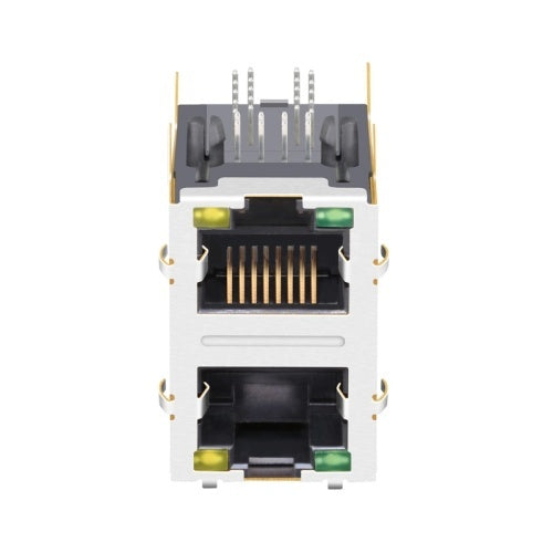 10/100 Base-T 2x1 Port RJ45 Jack with Transformer Tab Both with Green/ Yellow Led - front view