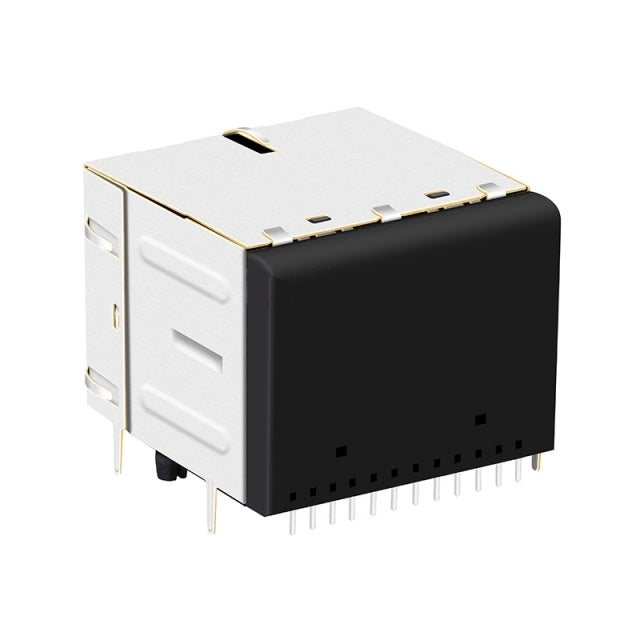 TW22S38423A54NL, 100 Base 2x2 Port  RJ45 Modular Jack Tab Both with Green&Yellow/ Green&Yellow Led - back view
