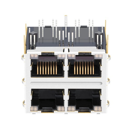 TW22S38104A5NL, 1000 Base Gigabit 2x2 Port RJ45 Modular Jack Tab Both with Orange&Yellow/ Green Led - front view
