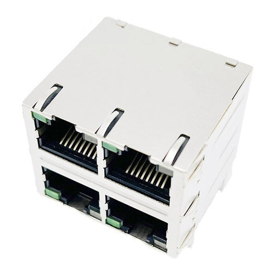 TW22S39650A03NL, 10G Base Gigabit 2x2 Port RJ45 Modular Jack Tab Both with Green/ Green&Yellow Led - side view