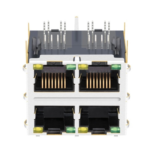 TW22S38121AHNL, 2.5G Base Gigabit 2x2 Port RJ45 Modular Jack Tab Both with Green/ Yellow Led - front view