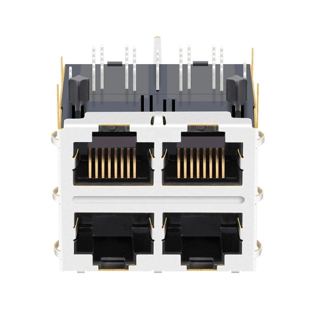 TW22S38151CNL, 10/100 Base 2x2 Port RJ45 Modular Jack  Tab Both without Led - front view