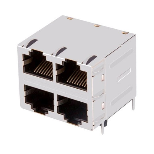 TW22S38151CNL, 10/100 Base 2x2 Port RJ45 Modular Jack Tab Both without Led - side view
