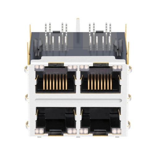 TW22S0130A5NL, 10G Base Gigabit 2x2 Port RJ45 Modular Jack Tab Both with Green&Yellow/Green&Yellow Led - front view
