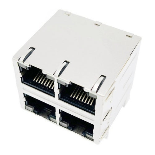 TW22S38154A58NL, 1000 Base 2x2 Port RJ45 Modular Jack with PoE+ Tab Both with Yellow&Green/ Yellow&Green Led - side view