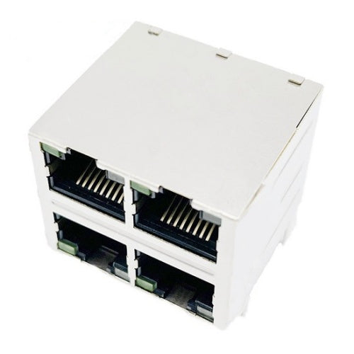TW22S38775B03NL, 1000 Base Gigabit 2x2 Port RJ45 Modular Jack Tab Both with Green/ Green&Yellow Led - side view