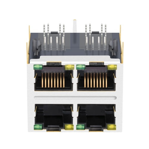 TW22S385459BGNL, 10/100 Base 2x2 Port RJ45 Modular Jack Tab Both with Yellow/ Green Led - front view