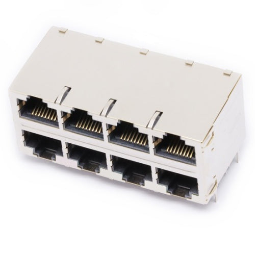 TW24S58509CNL, 100 Base 2x4 Port Integrated Modular Jack RJ45 with PoE Tab Both without Led - side view