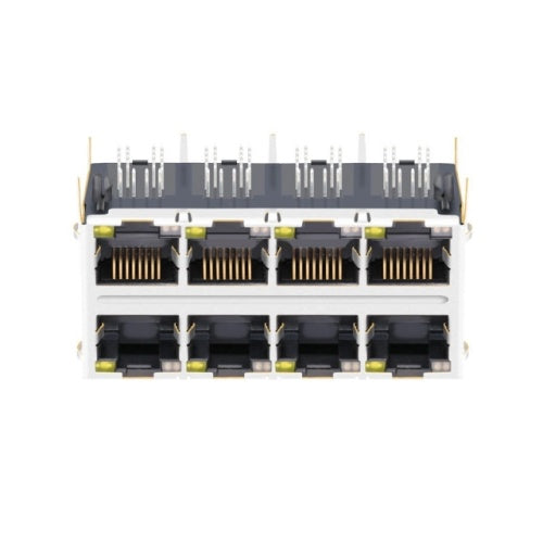 TW24S58691A46NL, 1000 Base Gigabit 2x4 Port Ethernet RJ45 Tab Both with Yellow&Green/ Yellow Led - front view