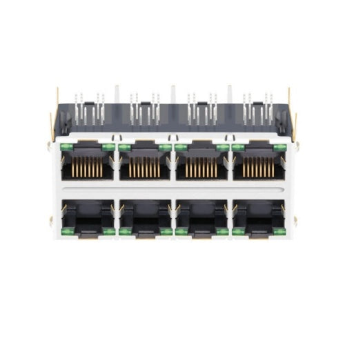 TW24S58514AWNL, 100 Base 2x4 Port Ethernet RJ45 Tab Both with Green/ Green Led - front view