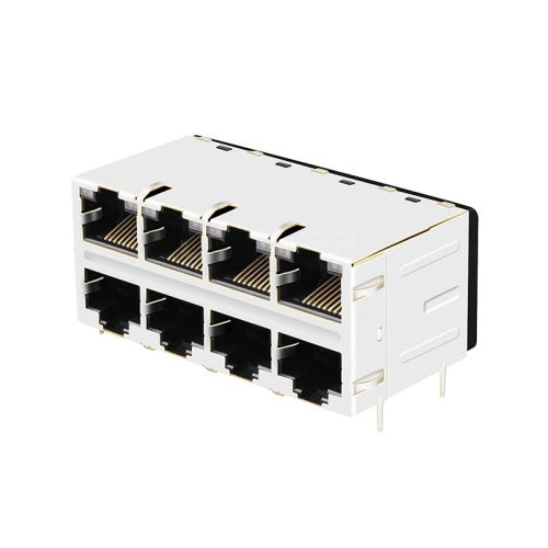 TW24S58446A59NL, 100 Base 2x4 Port Ethernet RJ45 Tab Both with Green&Orange/ Green&Orange Led - TeleWire Technology