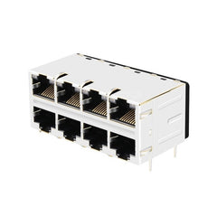 TW24S58446A59NL, 100 Base 2x4 Port Ethernet RJ45 ช่องเสียบทั้งสองด้านพร้อมไฟ LED สีเขียว&ส้ม/สีเขียว&ส้ม