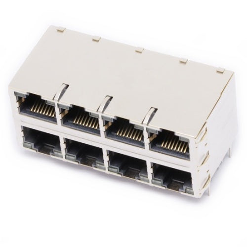 TW24S58149A58NL, 1000 Base Gigabit 2x4 Port RJ45 Jack Tab Both with Green&Yellow/ Green&Yellow Led - side view