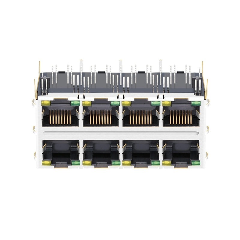 TW24S58613AHNL, 1000 Base 2x4 Port RJ45 Modular Jack Tab Both with Green/ Yellow Led - front view