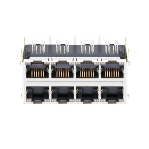 TW24S58653A58NL, 1000 Base 2x4 Port Modular Jack RJ45 Tab Both with Yellow&Green/ Yellow&Green Led - front view
