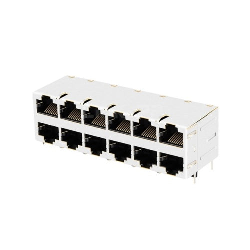 TW26S78659CNL, 1000 Base Gigabit 2x6 Port Integrated Magnetics RJ45 Tab Both without Led - TeleWire Technology