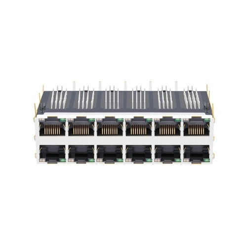 1000 Base Gigabit 2x6 Port Integrated Magnetics RJ45 Tab Both with Green/ Green&Yellow Led - front view