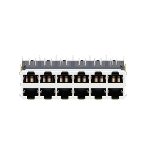 TW26S78659CNL, 1000 Base Gigabit 2x6 Port Integrated Magnetics RJ45 Tab Both without Led - TeleWire Technology