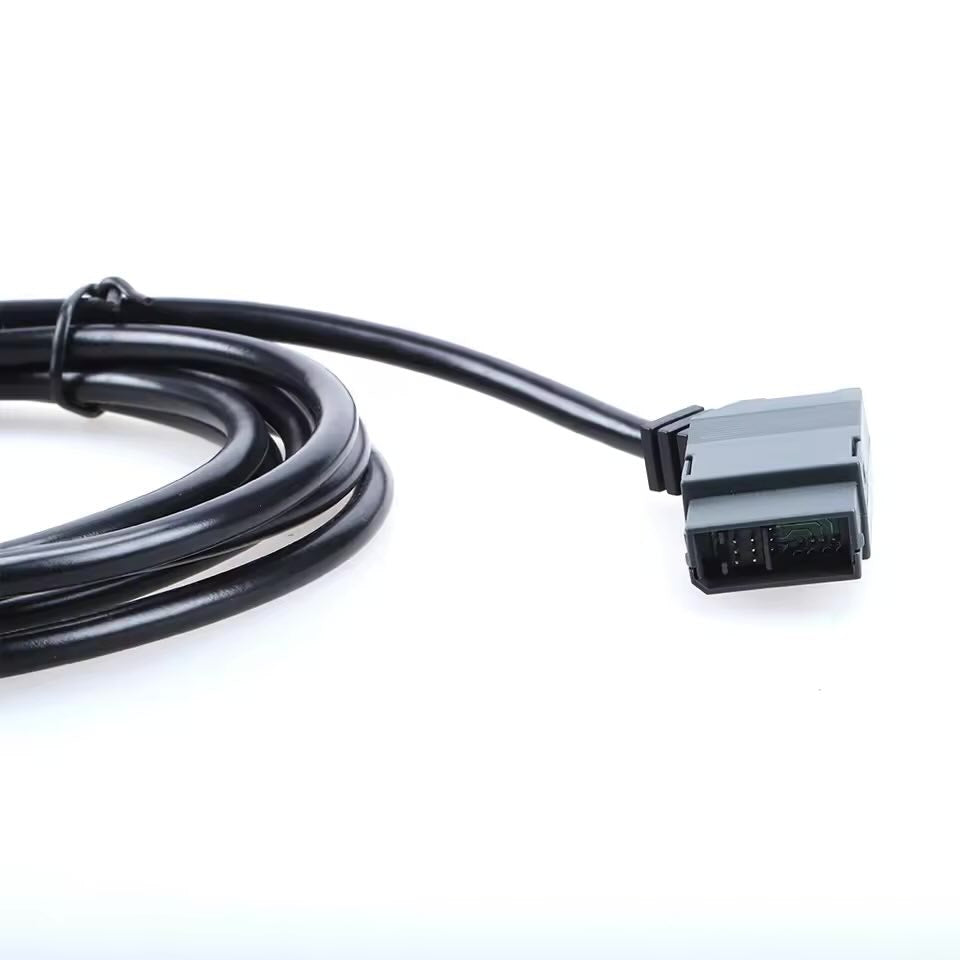 USB to 6-pin Siemens LOGO! PLC programming cable with black AWM 2464 28AWG shielded jacket.