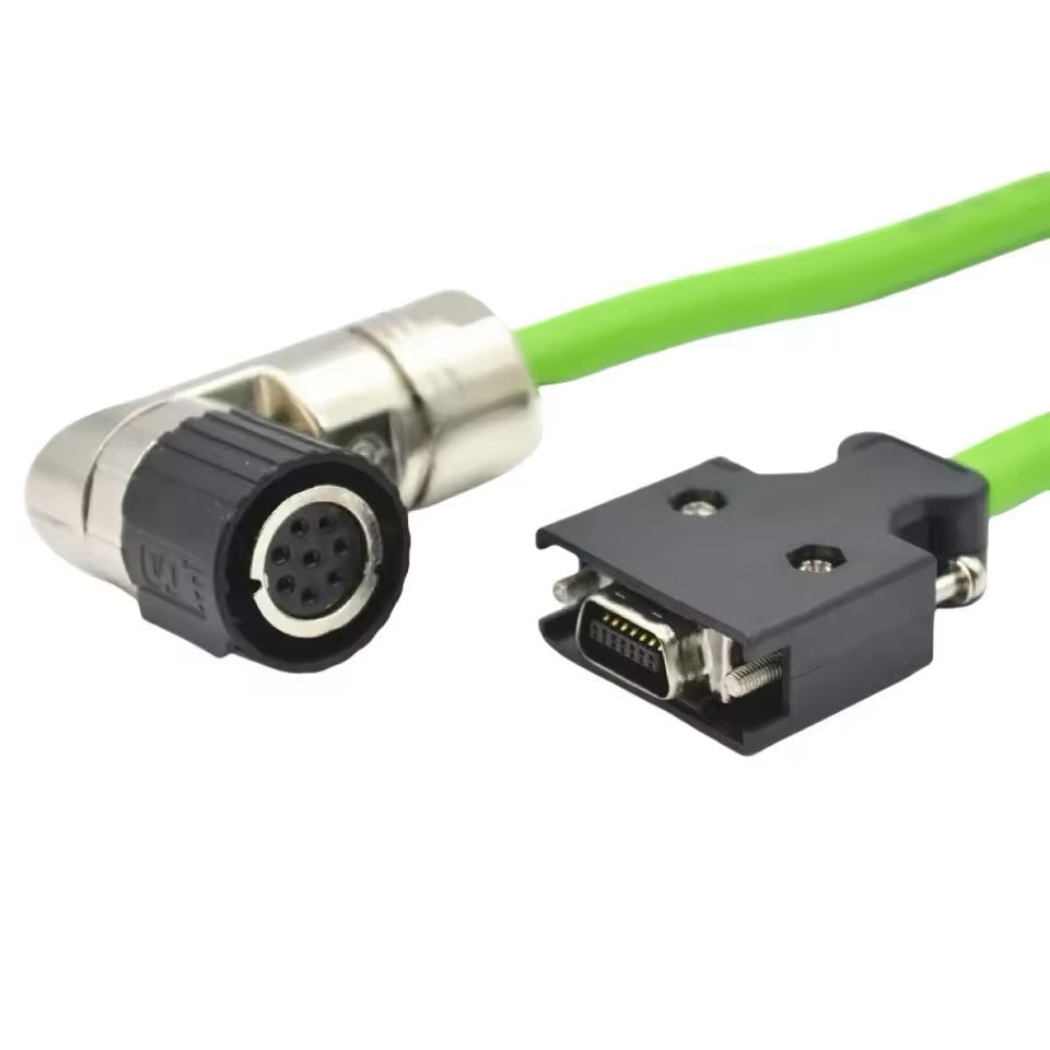 High-flexibility 6FX3002-2CT10 shielded feedback cable for V90 drives.