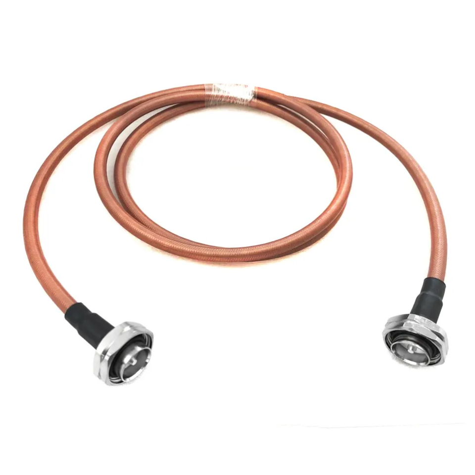 7/16 DIN male to 7/16 DIN male RG393 RF coaxial cable assembly, top view
